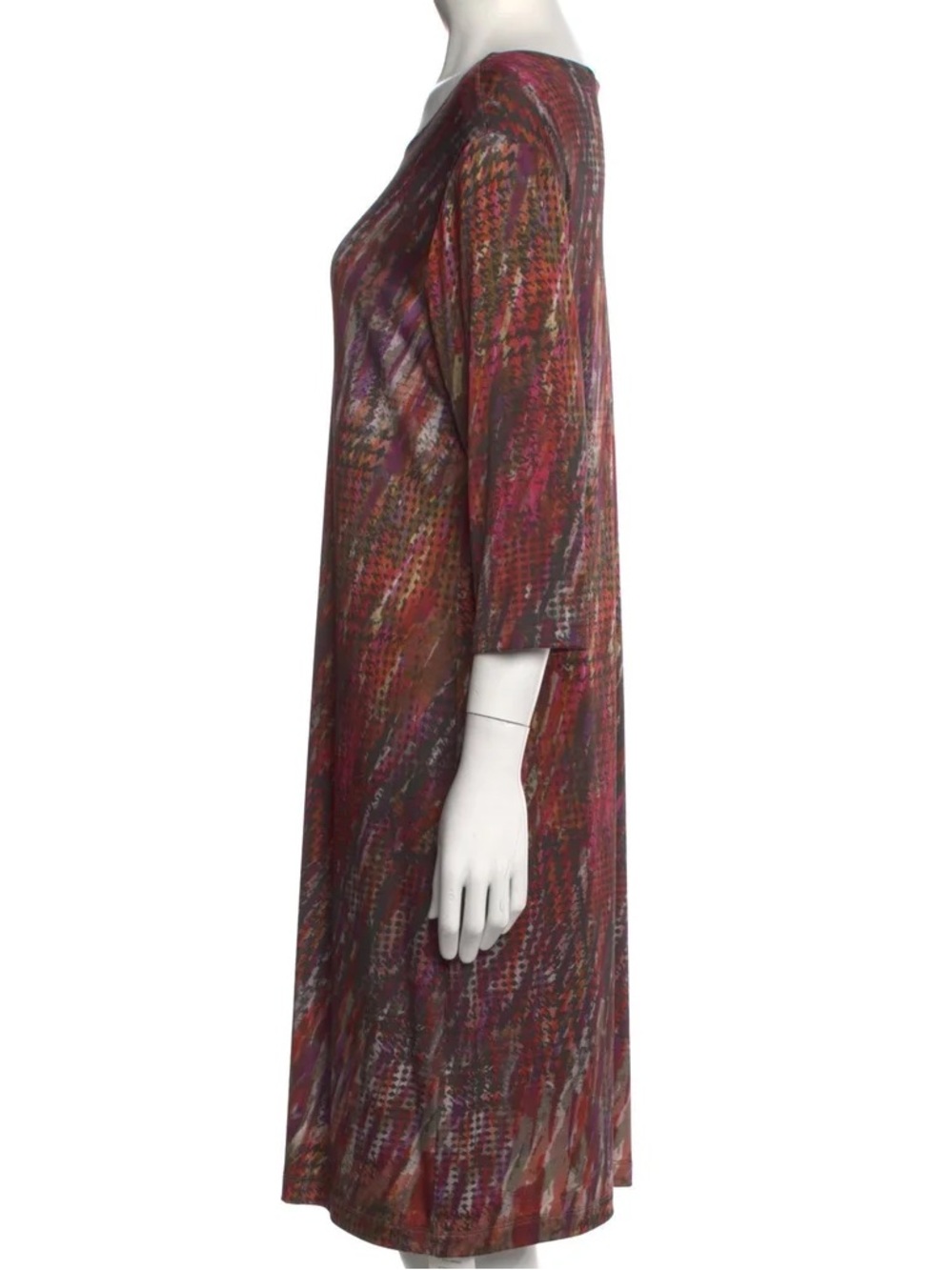 Leggiadro Multicolor Brushstroke Print Long Sleeve Sheath Shift Dress - Picture 5 of 8